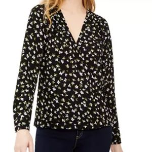 Michael Kors Lilies floral surplice top / blouse